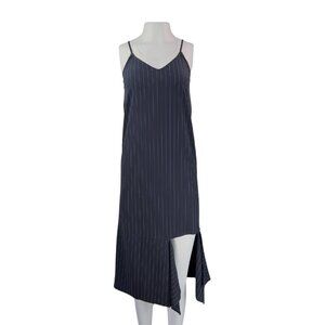 Grey Lab Navy Pinstripe Slip Dress